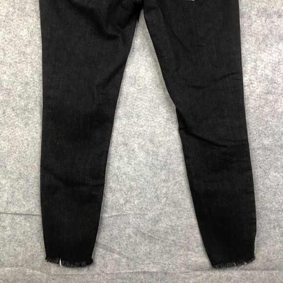 FREE PEOPLE Low Rise Skinny Jeans W27 Black Distressed Fray Step Hem Stretch - Picture 10 of 10